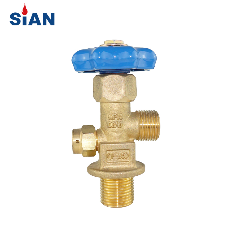 QF35D Best Sale China Ningbo Fuhua Valve Factory SiAN Brand Industrial Gas O2/Air/N2 Cylinder Brass Gas Valve Axial Type